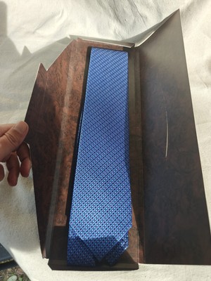 Stefano Ricci 100% Silk Tie Blue & Purple Geometric Pattern, Made in Italy, New