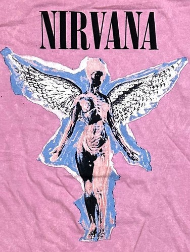 Nirvana Official Merchdise Utero Angel Distressed Vintage Acid Wash Tee T-Shirt - Picture 20 of 24