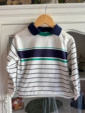 Vintage 1990s Dior Junior Rugby Shirt Striped Polo Boys Kids Cotton Size 4T