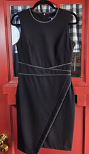 Tommy Hilfiger Women's Black Sleeveless Dress Rear Zip Gray Trim Size 4 NWT