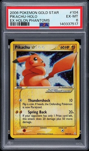 Pikachu Gold Star 104/110 Holon Phantoms Holo PSA 6
