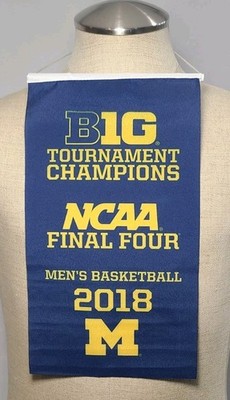 2018 Michigan Basketball Big Ten 10 Champions Mini Banner SGA Final 4 Pre-owned 