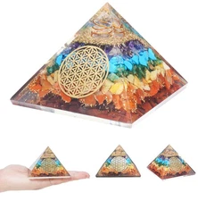 55mm Orgone Pyramid 7 Chakra Crystal Reiki Healing Gemstone Gift for Men Women
