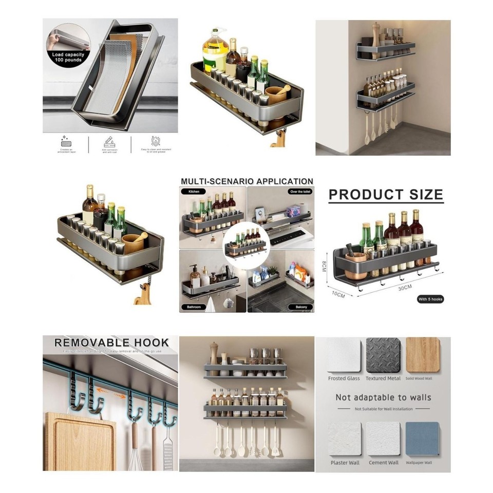 Kitchen Storage Rack Condiment Organizer Elegant Home Decor Multi ...