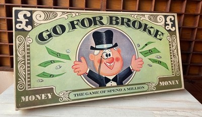 Go For Broke! Vintage Brettspiel 1965 Victory Games Alter 10 - Erwachsene 2-5 Spieler
