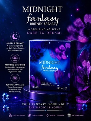 Britney Spears Midnight Fantasy Eau De Toilette 1oz 30ml Women Perfume
