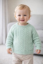 Kids/ Baby Cable Knit Cotton Jumper.  Colour Mint Green, SIZE 9 - 12 Months