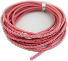 5 Yards round Folded Bolo Braided Genuine Leather Cord for Making Bracelet Jew