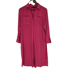 NWT NY & Company Pink Shirt Dress High Side Slit Small