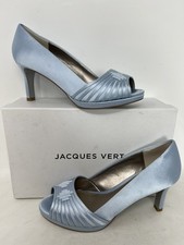 Jacques Vert Shoes peep toe blue Size UK 5 Wedding Races Occasion Slip on Court 