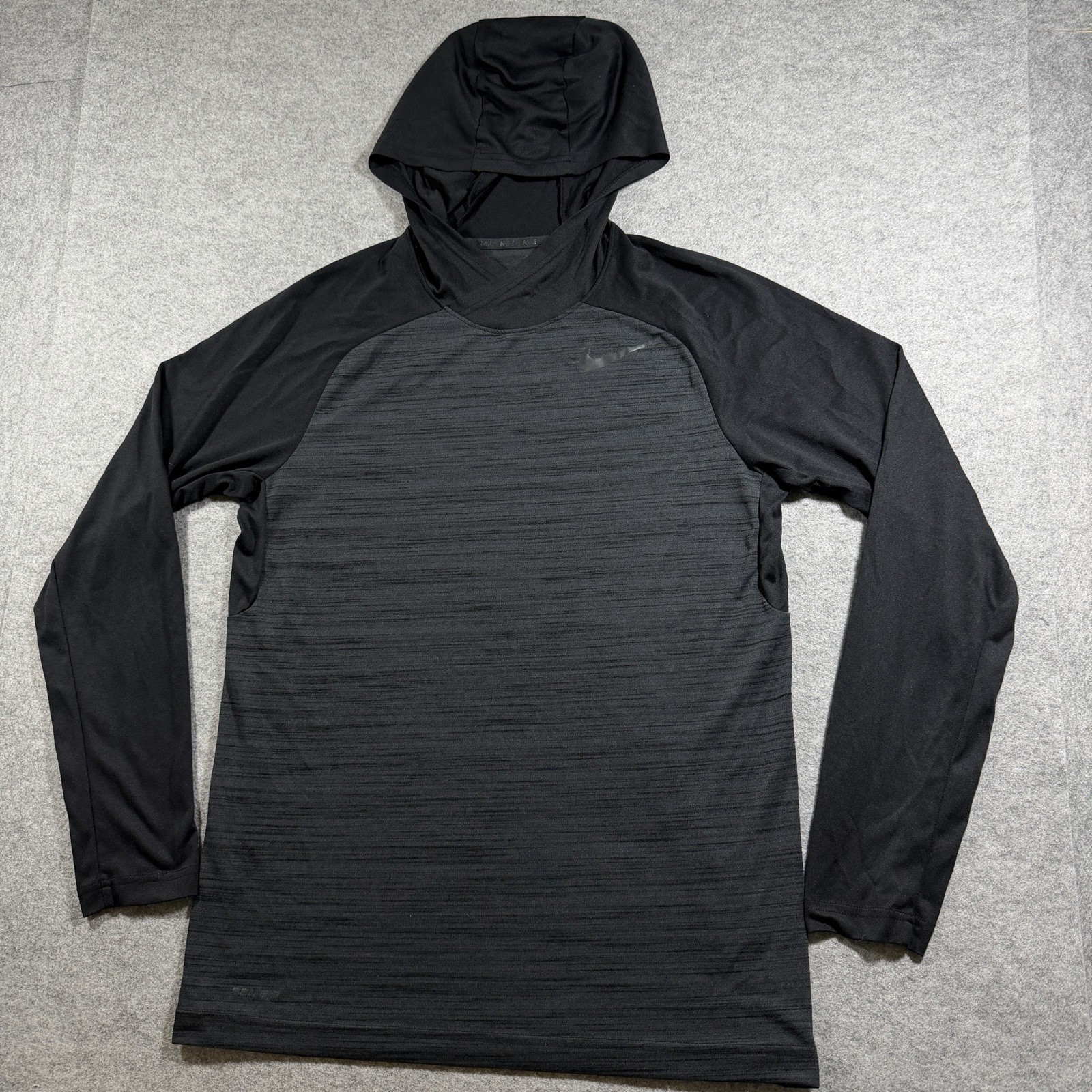 Nike Dri-FIT Pro Hooded Shirt Mens M Black Gray Lightweight Training Top Running thumbnail 14