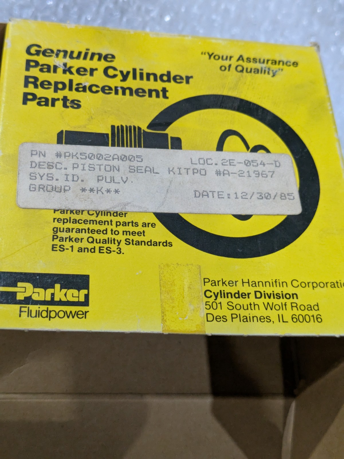 Parker PK5002A005 Piston Seal Kit 5in Bore Cylinder Series A 1A 2A Repair Parts