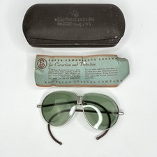 Vtg American Optical Tinted Aviator Safety Goggles Sun Glasses Wrap Pilot Biker