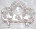 Antique Art Deco Style Triple Well Heavy Glass Inkwell & Pen Holder — photo 2