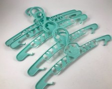 SET OF 5 VINTAGE 1960 S ERA TURQUOISE PLASTIC CHILDREN S HANGERS WITH ANIMALS