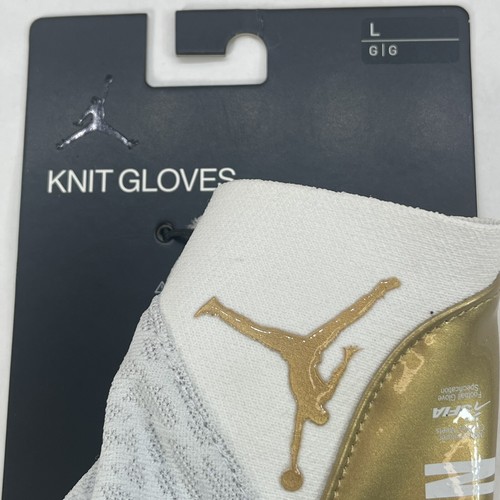 Nike Jordan Vapor Knit 4.0 NEU Herren Weiß Gold Receiver Fußball Handschuhe Größe L - Bild 2 von 7