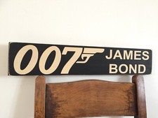James Bond 007 Wooden Sign Gift Film  Spy Lotus Aston Martin Handmade