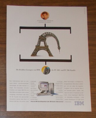 Seltene Werbung IBM - PC 300 & 700 Familie - Flexible Lösungen - Eiffelturm 1991