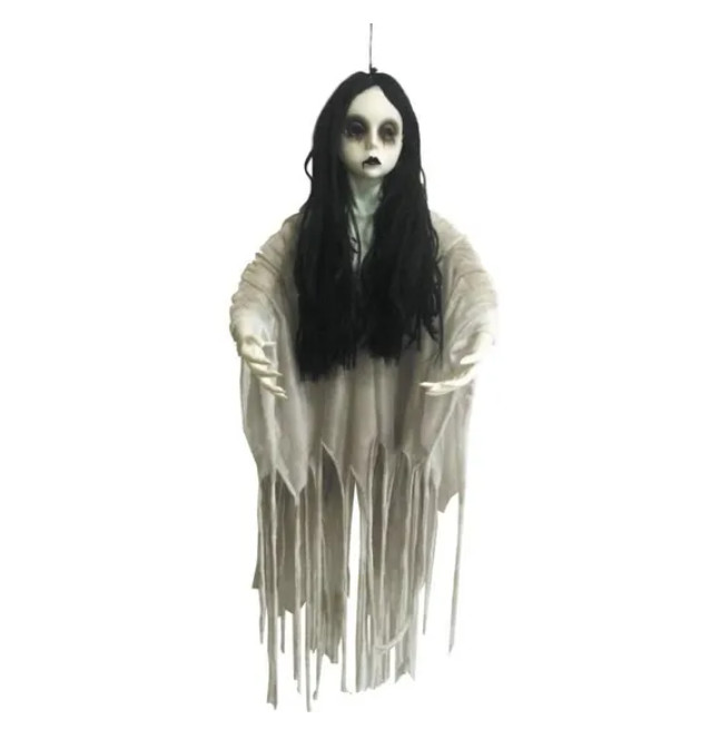 Décoration dame blanche lumineuse Halloween pour effrayer les passants sans installation complexe