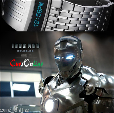 Orologio Luxury Iron Man Concept LED Bracciale Acciaio Future