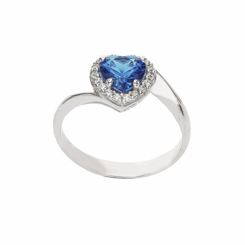 Bague Plaquée Or Blanc Avec Aigue-Marine, Opale & Zircons - Neuf Sans Écrin