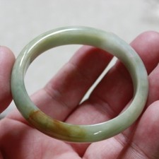 CERTIFIED Natural Jadeite Grade A Beautiful Light Green Yellow JADE OVAL BANGLE