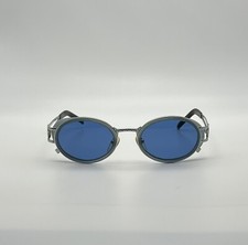 Jean Paul Gaultier 58 6202 Vintage Sunglasses Silver Blue oval unisex