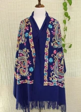 Fashion Embroidered large Vintage Paisley Cashmere Rugs Shawl Scarf 942