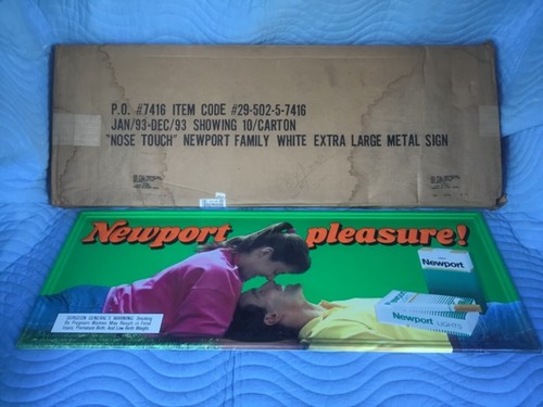 8 VINTAGE NEWPORT METAL SIGNS WITH ORIGINAL BOX 1993 RARE SIZE (16x36). SEE PICS - Picture 6 of 8
