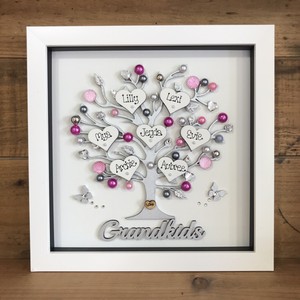 Family Tree Box Cadre Scrabble Cadeau Anniversaire Cadeau Pour Famille Grands Parents Ebay