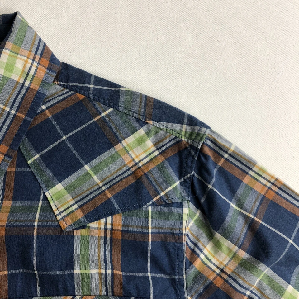 Ditch Plains New York Men's Blue Plaid Western Shirt Pearl Snap Button Up Size S - Image 4 of 4