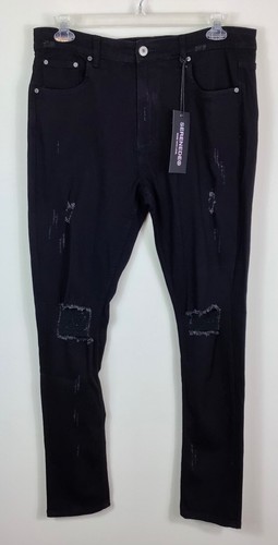 Black Stretch Skinny Denim Distressed 
