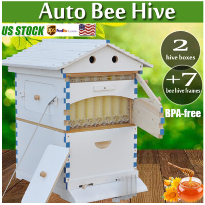 2026 White Wooden Auto Bee Hives Cedarwood + 7PCS Beekeeping Honey Hive Frames