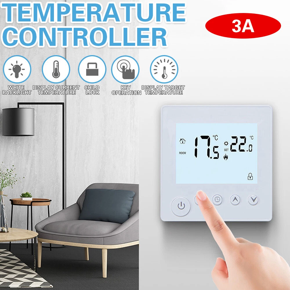 16A/3A Room Thermostat Digital Room Temperature Controller-LCD Room Heating  Set | eBay