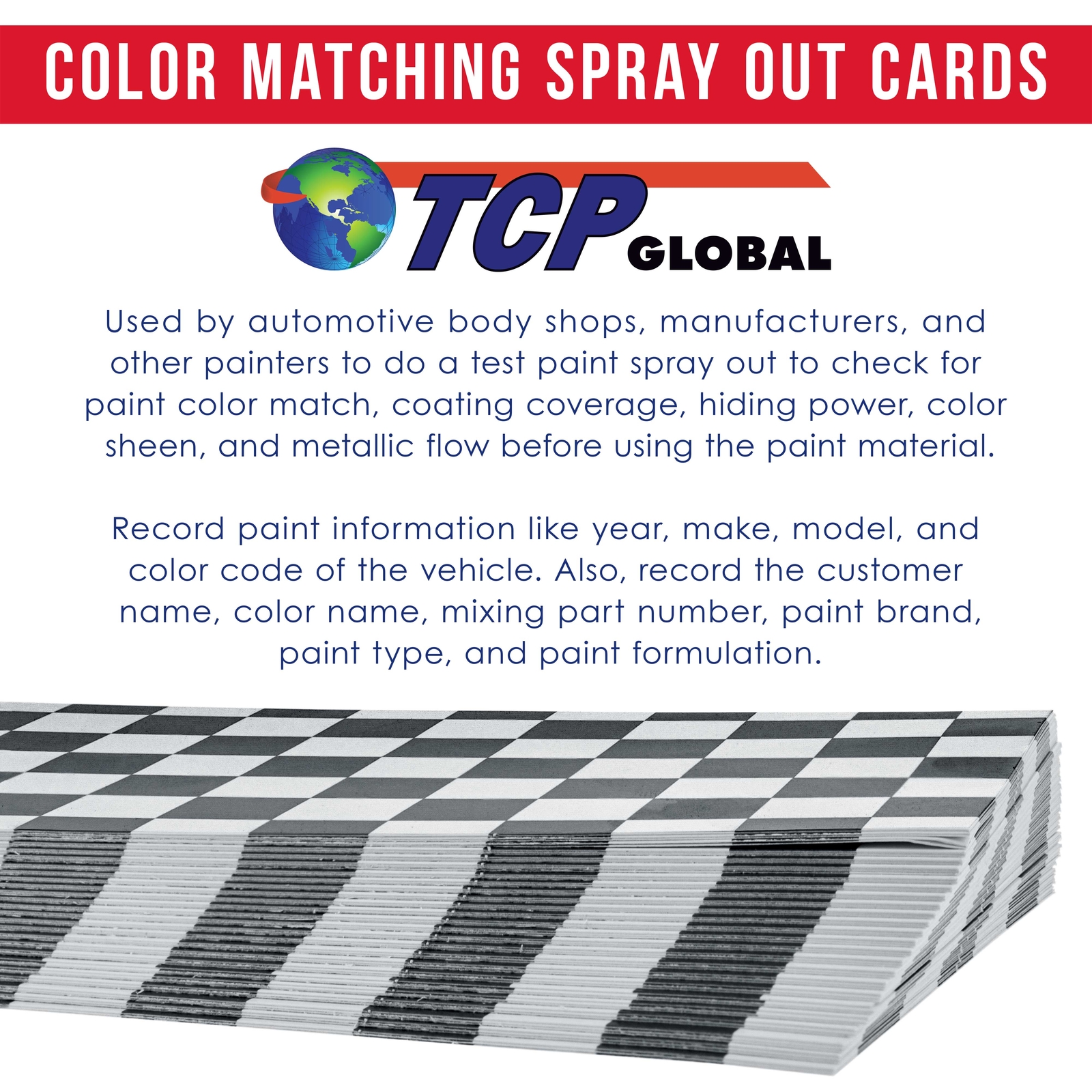 100 Paint Color Matching Spray Out Cards, Checkered Test Panels, Auto 848849084498 eBay