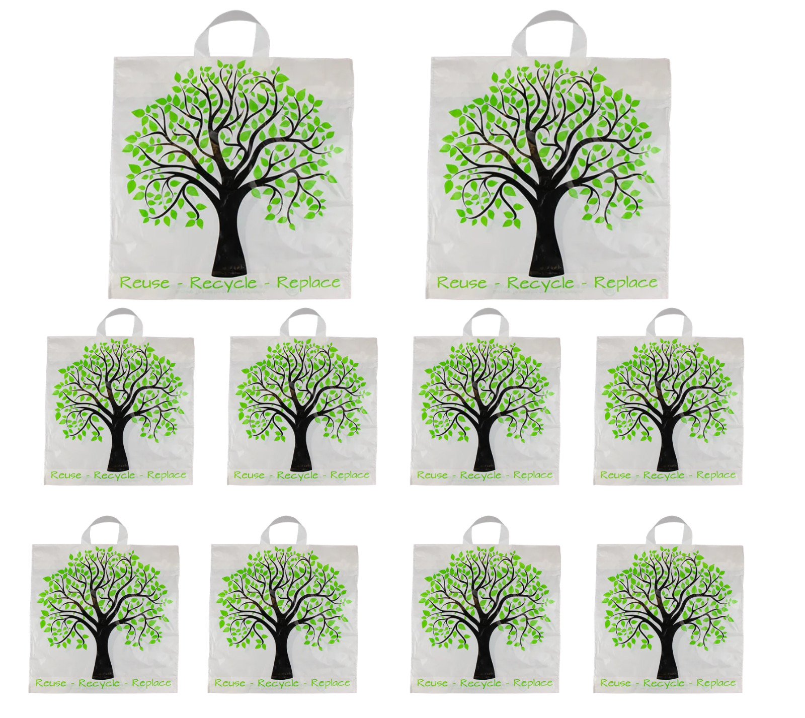10 Pack Bag For Life 100% Recycled Carrier Bags With Large Handles 45cm x 45cm