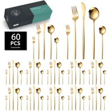 48/60 PCS Silverware Set for 8-10 Stainless Flatware Cutlery Kitchen Utensil Set