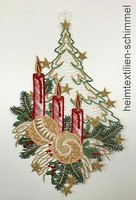 Plauener Spitze ® Fensterbild Weihnachten Dekoration Kerze Fensterdeko Tannenbau
