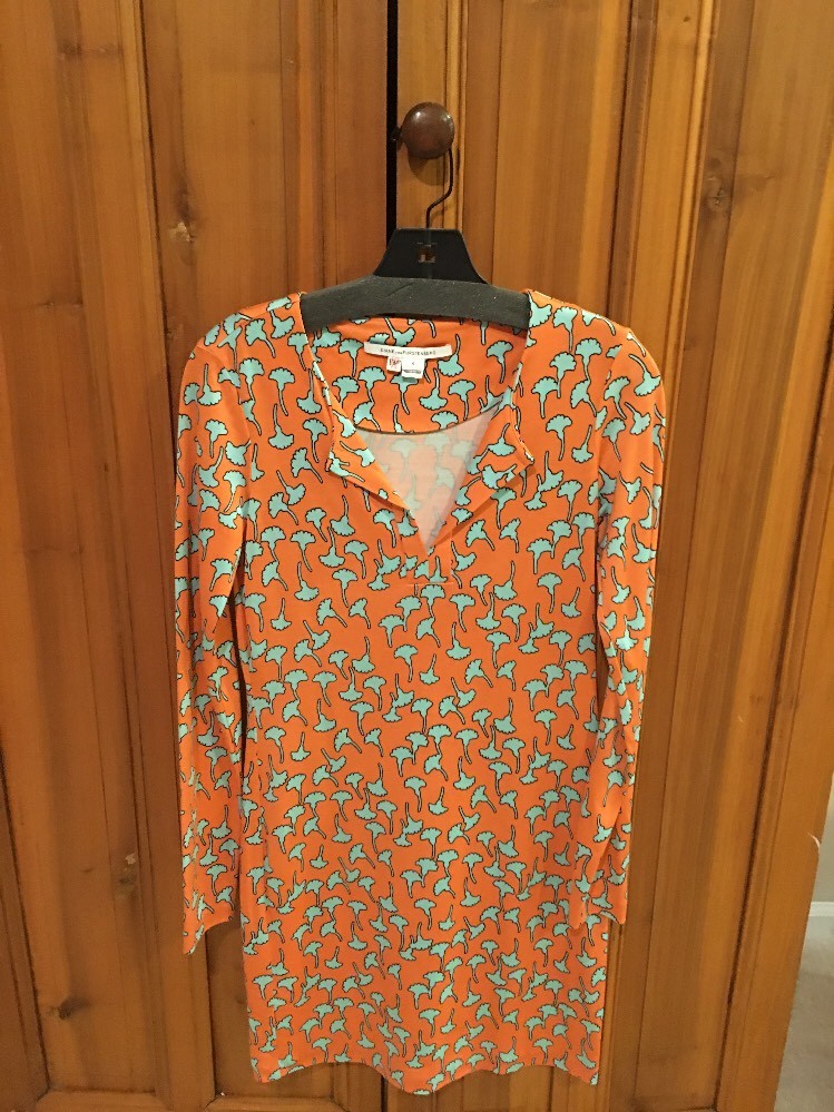 diane von furstenberg orange silk dress Diane Von Furstenberg DVF Silk Chiffon Maxi Dress Size 6 NWOT Orange White