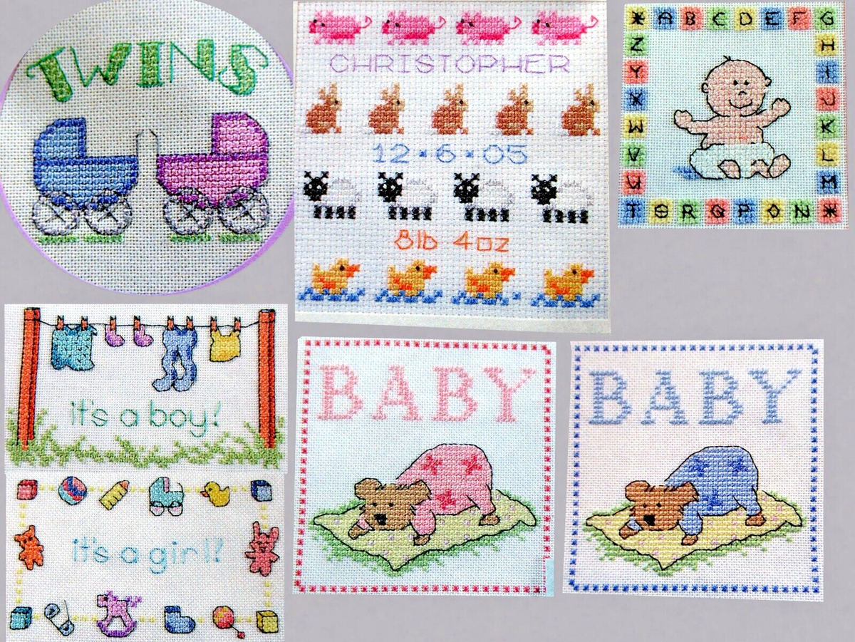 Twins New Baby Boy or Girl Card Designs CROSS STITCH PATTERNS | eBay twins-new-baby-boy-or-girl-card-designs-cross-stitch-patterns-ebay