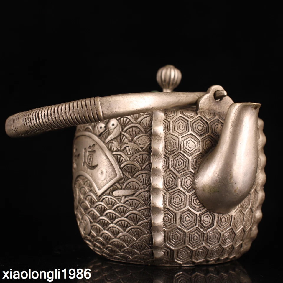 Тибетская религия тибетское серебро ручной работы набор драгоценных камней чайник Просвещения - Изображение 2 из 4