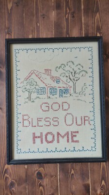ANTIQUE EMBROIDERED NEEDLEWORK SAMPLER