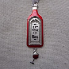 NEW 3-D Wine Bottle Ornament, "Eat, Drink,  Be Merry", from Ganz
