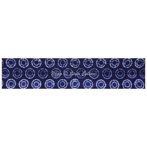 Ethnic Cotton Canvas Table Runner Shibori Blue Circles Long Tie Dye Table Cover - Picture 4 of 8
