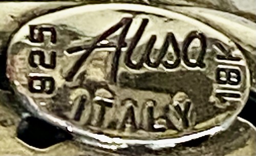 Italienischer Designer Alisa Anhänger Sterlingsilber 18 K Gelbgold gewölbt & gerillt - Bild 13 von 13