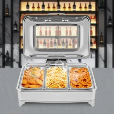 3 Tray Food Warmer Rectangular Buffet Server Warming Tray Temperature Adjustable