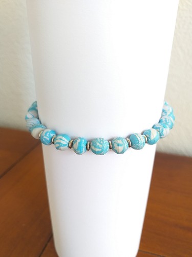 Bracelet Perles Turquoise Bleue Et Or - Neuf Avec étiquettes
