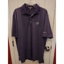 Peter Millar Sea Island Polo Shirt Mens L Summer Comfort Purple White Striped