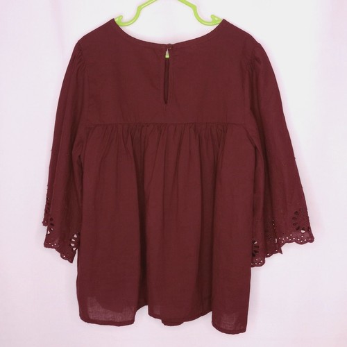 Cat & Jack Girl's Bell Sleeve Eyelet Lace Oversized Lined Cotton Blouse Top Med - Picture 2 of 8