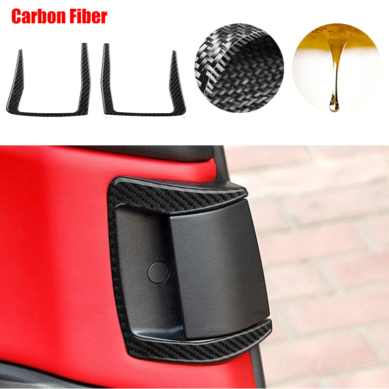 Black Carbon Fiber Car Rear Door Handle Trim Sticker For Mazda RX8